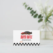 Red Flame Race Auto Baby shower Luier Raffle Informatiekaartje (Staand voorkant)