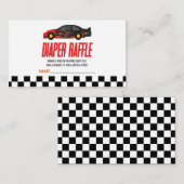 Red Flame Race Auto Baby shower Luier Raffle Informatiekaartje (Voorkant / Achterkant)