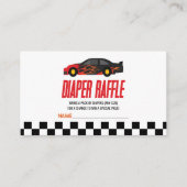 Red Flame Race Auto Baby shower Luier Raffle Informatiekaartje (Voorkant)