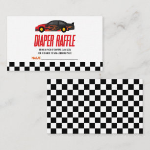 Red Flame Race Auto Baby shower Luier Raffle Informatiekaartje