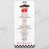 Red Flame Race Auto Baby shower Voedsel Menu (Voorkant)