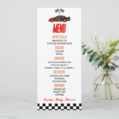 Red Flame Race Auto Baby shower Voedsel Menu (Staand voorkant)
