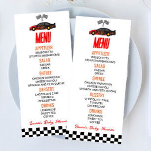 Red Flame Race Auto Baby shower Voedsel Menu