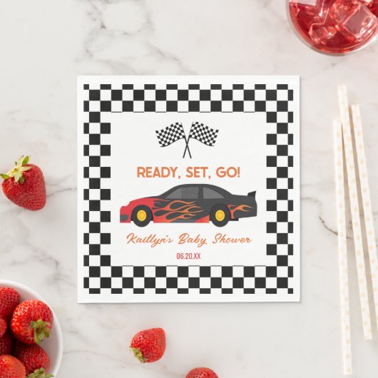 Red Flame Race Auto Ready Set Go Baby shower Servet (Insitu)