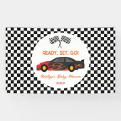 Red Flame Race Auto Ready Set Go Baby shower Spandoek (Horizontaal)