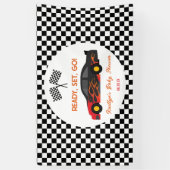 Red Flame Race Auto Ready Set Go Baby shower Spandoek (Verticaal)