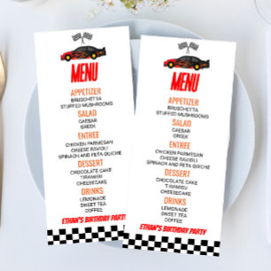 Red Flame Race Auto Verjaardagsfeest Voedsel Menu