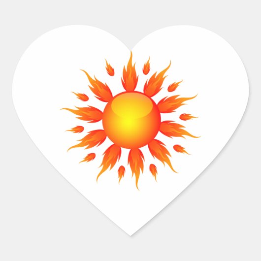 Red Flame Sun Ecology Graphic.png Hart Sticker (Voorkant)