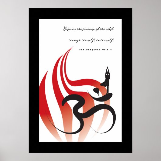 Red Flame Yoga en moderne zen kalligrafie om Aum Poster (Voorkant)