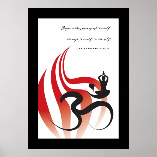Red Flame Yoga en moderne zen kalligrafie om Aum Poster (Voorkant)