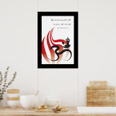 Red Flame Yoga en moderne zen kalligrafie om Aum Poster (Keuken)