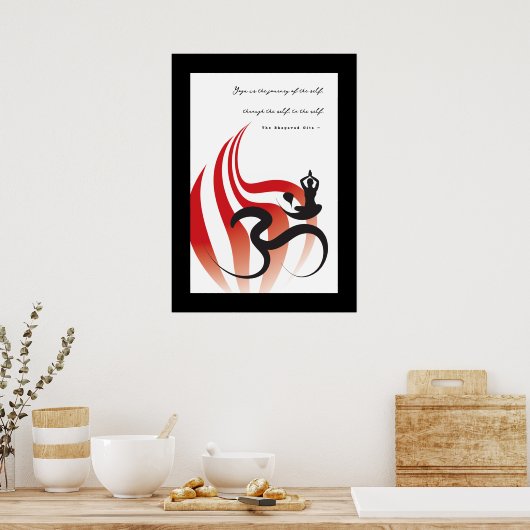 Red Flame Yoga en moderne zen kalligrafie om Aum Poster (Keuken)
