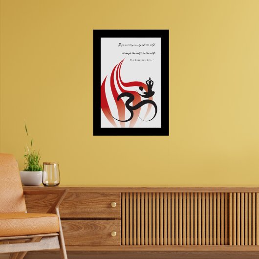 Red Flame Yoga en moderne zen kalligrafie om Aum Poster (Woonkamer 2)