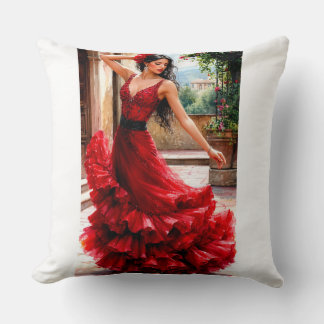 Red Flamenco Elegance - Spanish Beauty Art Kussen