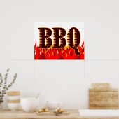 Red Flames BBQ Art Print (Keuken)