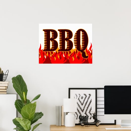 Red Flames BBQ Art Print (Thuiskantoor)