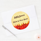Red Flames BBQ Editable Ronde Sticker (Envelop)