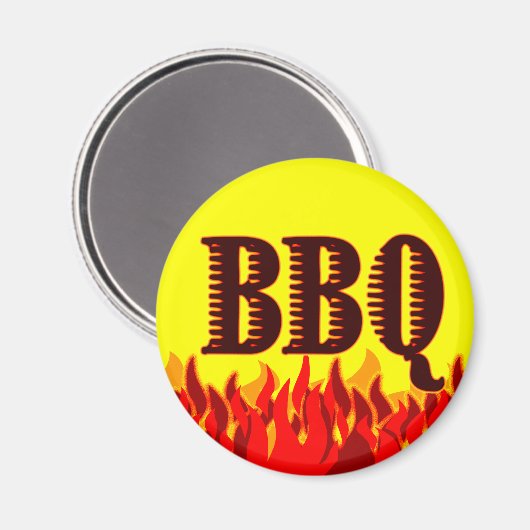 Red Flames BBQ Gezegde Magneet (Voorkant / Achterkant)