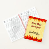 Red Flames bewerkbaar Retro BBQ recept Notitieboek (Binnen)