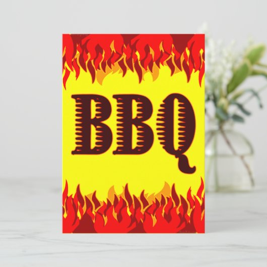 Red Flames Custom 5x7 BBQ Invitation Kaart (Staand voorkant)