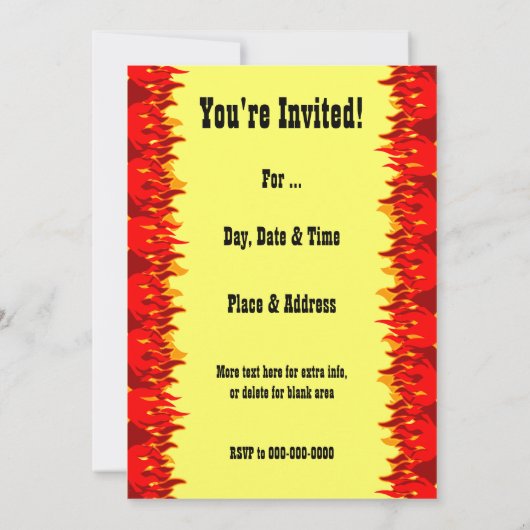 Red Flames Custom 5x7 BBQ Invitation Kaart (Achterkant)
