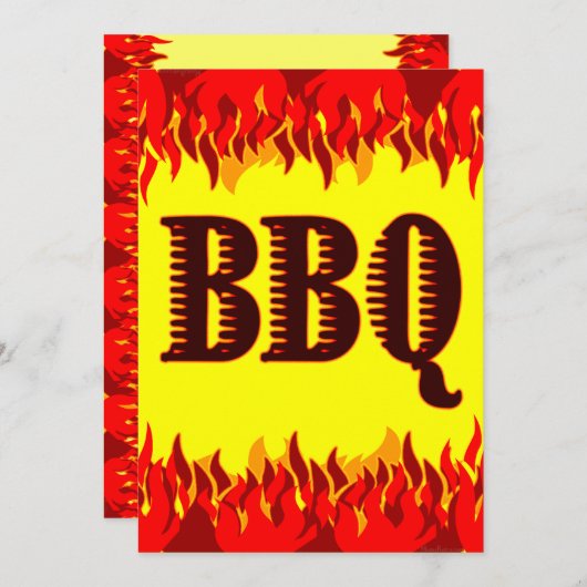 Red Flames Custom 5x7 BBQ Invitation Kaart (Voorkant / Achterkant)