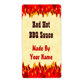 Red Flames Custom BBQ Hot Sauce Large Labs Etiket (Voorkant)