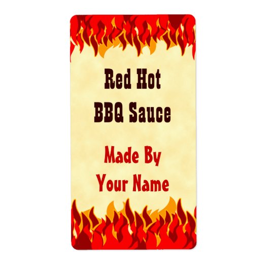 Red Flames Custom BBQ Hot Sauce Large Labs Etiket (Voorkant)