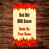Red Flames Custom BBQ Hot Sauce Large Labs Etiket