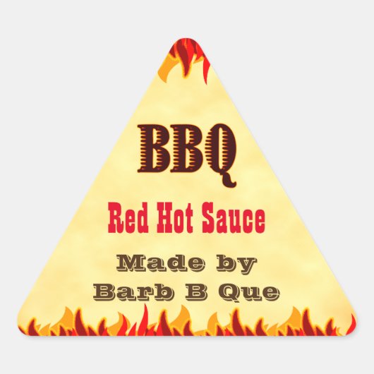 Red Flames Custom BBQ Hot Sauce Sticker (Voorkant)