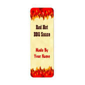 Red Flames Custom BBQ Sauce Canning Labels Small (Voorkant)