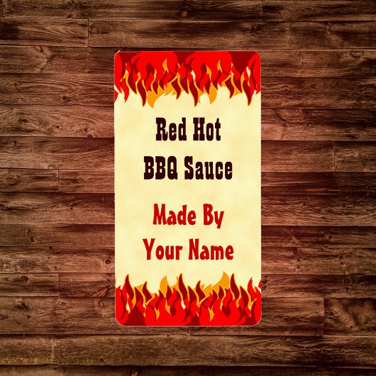 Red Flames Custom BBQ Sauce Canning Labs Medium Etiket