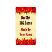Red Flames Custom BBQ Sauce Canning Labs Medium Etiket (Voorkant)