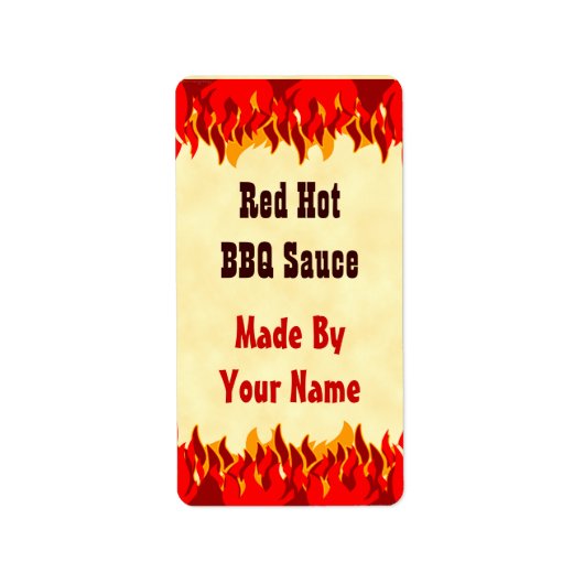 Red Flames Custom BBQ Sauce Canning Labs Medium Etiket (Voorkant)
