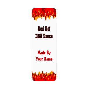 Red Flames Custom Hot Sauce Canning Labels Small