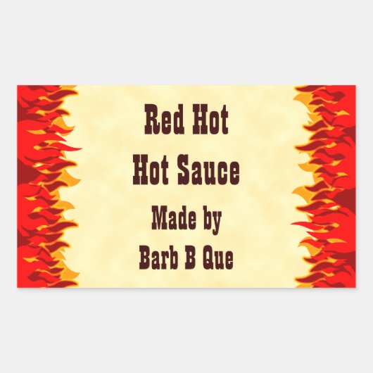 Red Flames Custom Jar of Hot Sauce Labels (Voorkant)
