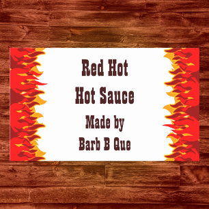 Red Flames Custom Jar of Hot Sauce Rechthoekige Sticker