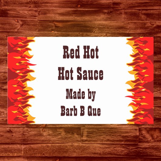 Red Flames Custom Jar of Hot Sauce Rechthoekige Sticker