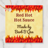 Red Flames Custom Retro BBQ Hot Sauce Label (Voorkant)