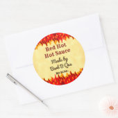 Red Flames Custom Retro BBQ Hot Sauce Ronde Sticker (Envelop)