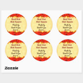 Red Flames Custom Retro BBQ Hot Sauce Ronde Sticker (Vel)