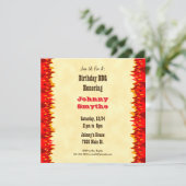 Red Flames Editable BBQ Cookout Square Invitation Kaart (Staand voorkant)