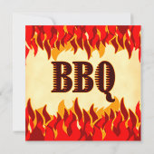 Red Flames Editable BBQ Cookout Square Invitation Kaart (Achterkant)