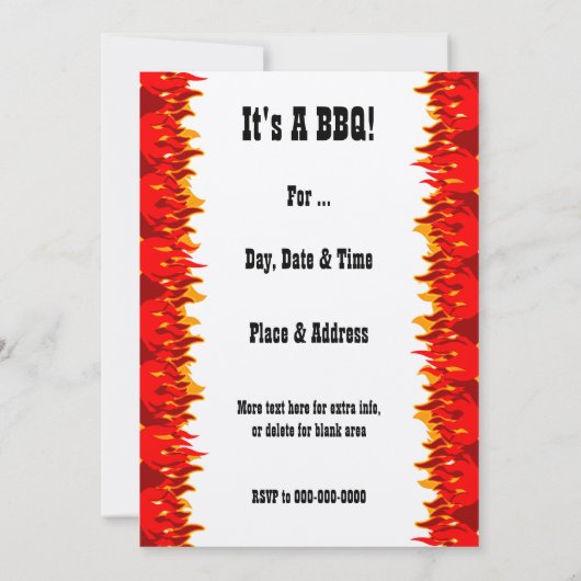 Red Flames Editable BBQ Invitation Kaart (Achterkant)