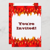Red Flames Editable BBQ Invitation Kaart (Voorkant / Achterkant)