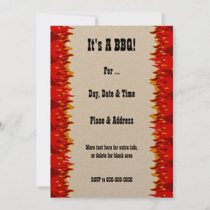 Red Flames Editable BBQ Invitation Kaart