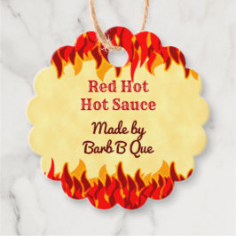 Red Flames Editable Retro BBQ Hot Sauce Label