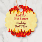 Red Flames Editable Retro BBQ Hot Sauce Label (Voorkant)