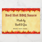 Red Flames Editable Retro BBQ Hot Sauce Label Voedselcontainer Etiket (Enkel label)
