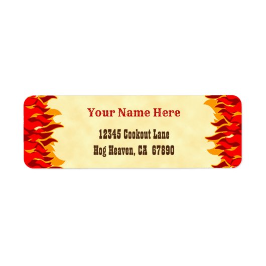 Red Flames Editable Western Return Address Labels (Voorkant)